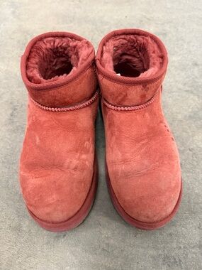 Emu Short Suede Shearling Slippers - Rust Red